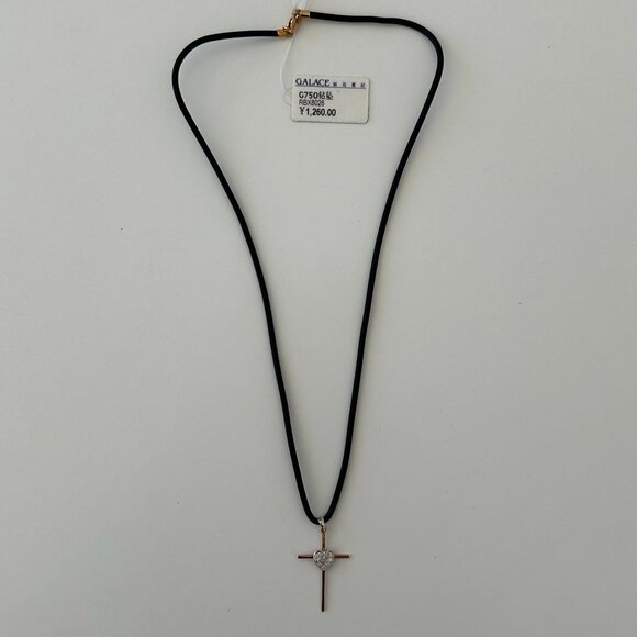 BRAND NEW Diamond Cross Pendant Necklace & Leather Chain MOTHER'S DAY GIFT - Picture 3 of 6